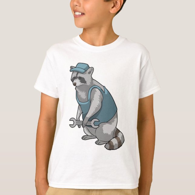 Camiseta Racoon como artesão de Wrench (Frente)