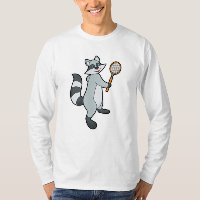 Camiseta Racoon como jogador de Tênis com raquete Tênis (Frente)