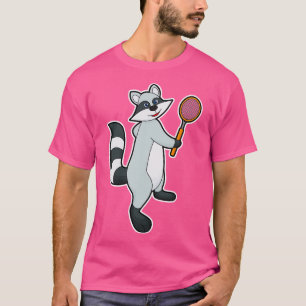 Camiseta Racoon como jogador de Tênis com raquete Tênis