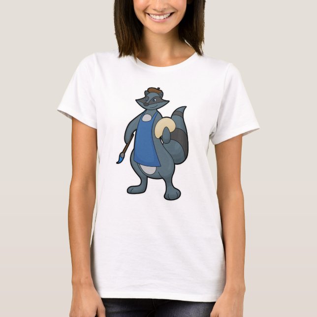 Camiseta Racoon como Pincel com Pincel (Frente)