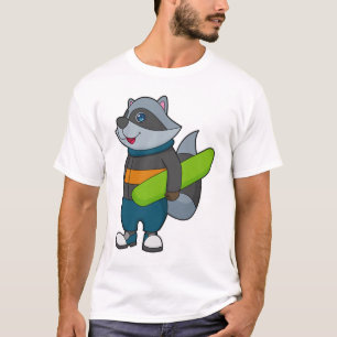 Camiseta Racoon como Snowboarder com Snowboard