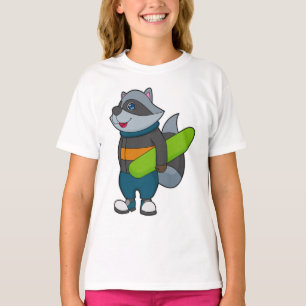 Camiseta Racoon como Snowboarder com Snowboard