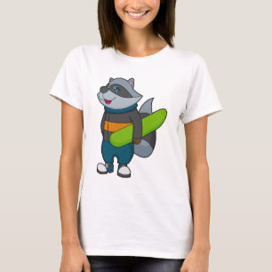 Camiseta Racoon como Snowboarder com Snowboard