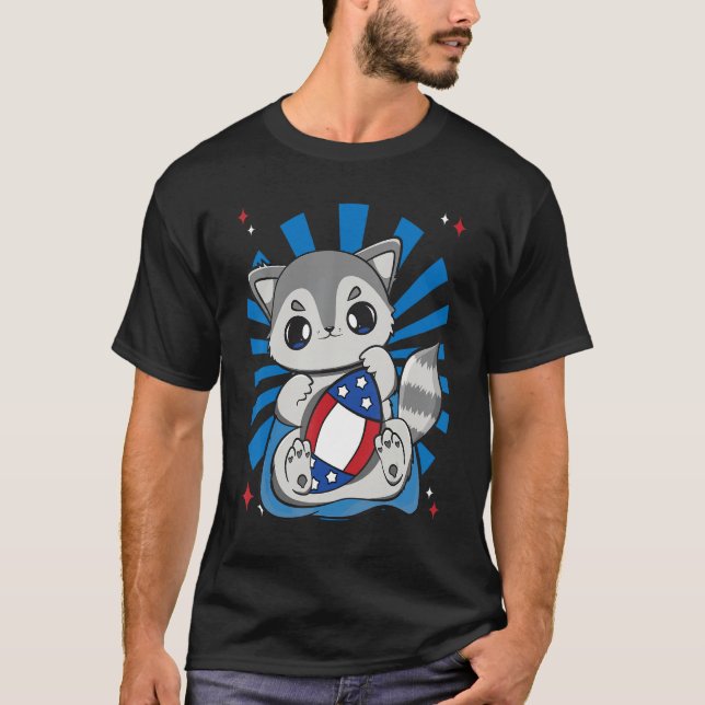 Camiseta Racoon Jogando Futebol Para Coach Quaterback E L (Frente)