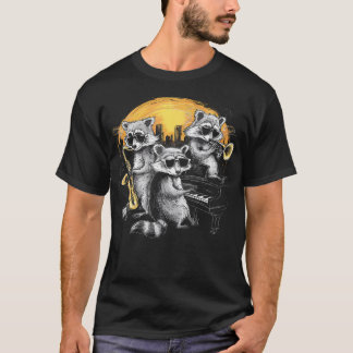 Camiseta Racoon Music Band Jazz Lover Saxophone Trumpet Pia