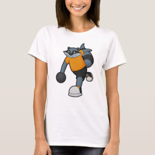 Camiseta Racoon na Boliche com Bola de boliche