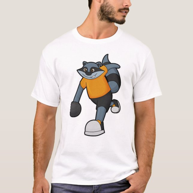 Camiseta Racoon na Boliche com Bola de boliche (Frente)
