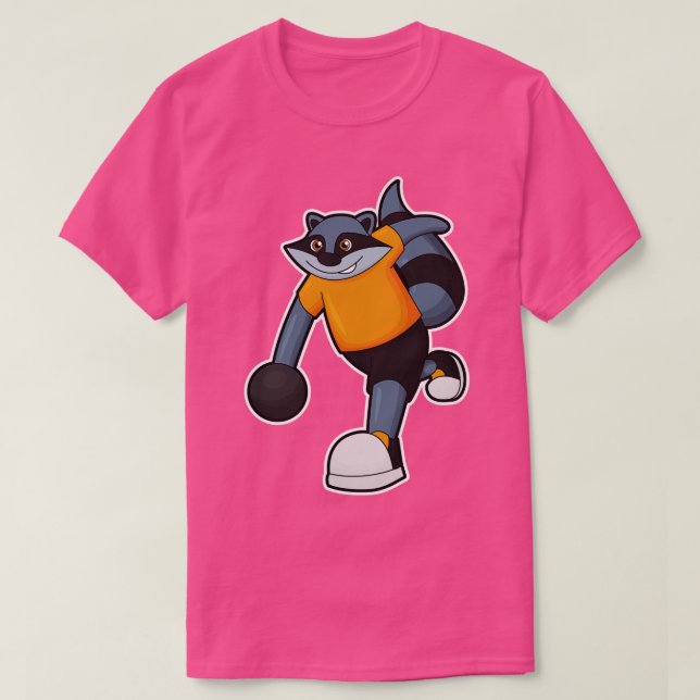 Camiseta Racoon na Boliche com Bola de boliche (Frente do Design)