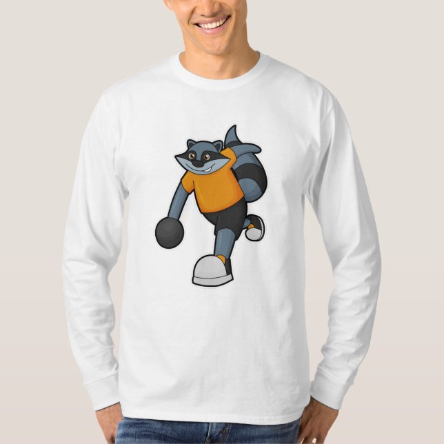 Camiseta Racoon na Boliche com Bola de boliche (Frente)