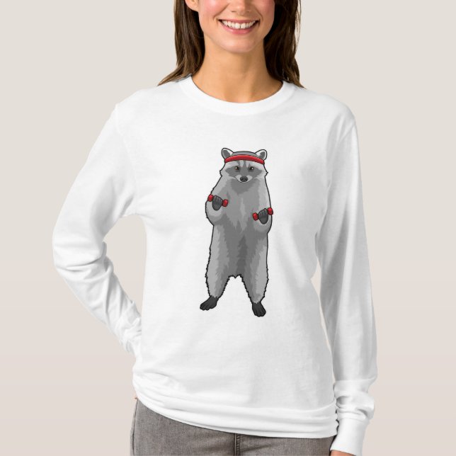 Camiseta Racoon na Malhação com Dumbbells (Frente)