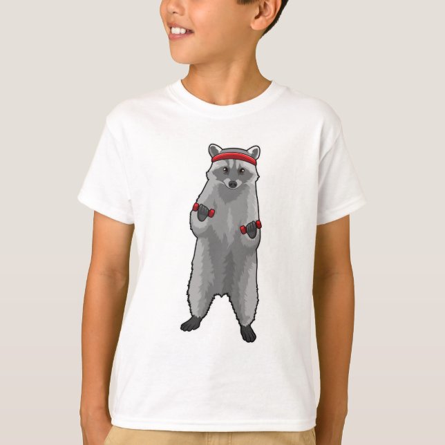 Camiseta Racoon na Malhação com Dumbbells (Frente)