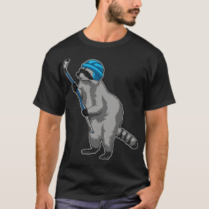 Camiseta Racoon no hóquei no gelo com bastão de hóquei no g