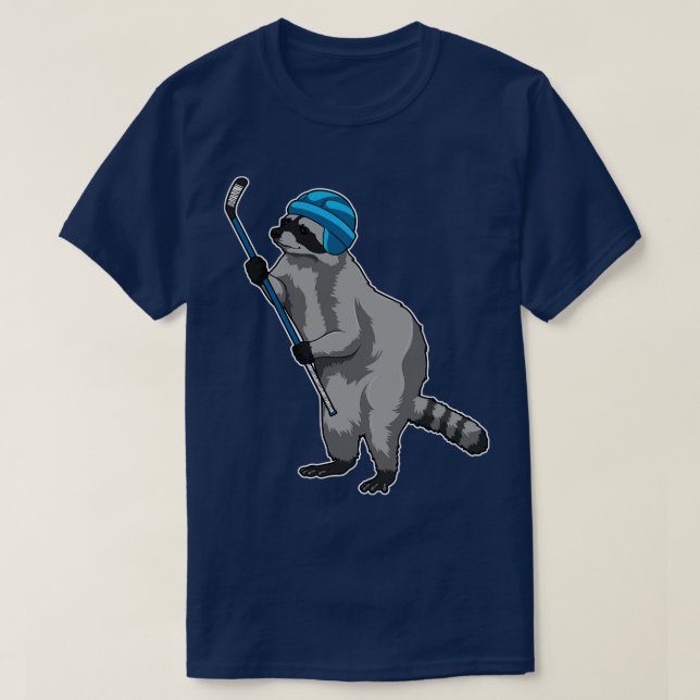Camiseta Racoon no hóquei no gelo com bastão de hóquei no g (Frente do Design)