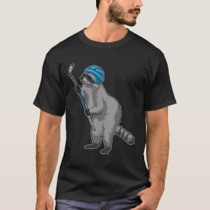 Camiseta Racoon no hóquei no gelo com bastão de hóquei no g