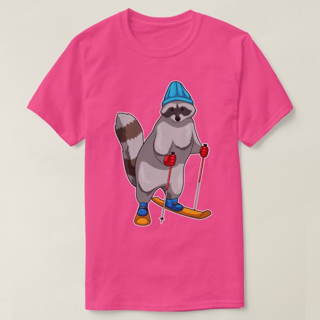Camiseta Racoon Skier Ski (Frente do Design)