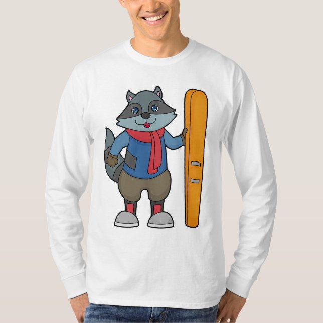 Camiseta Racoon Skier Ski (Frente)