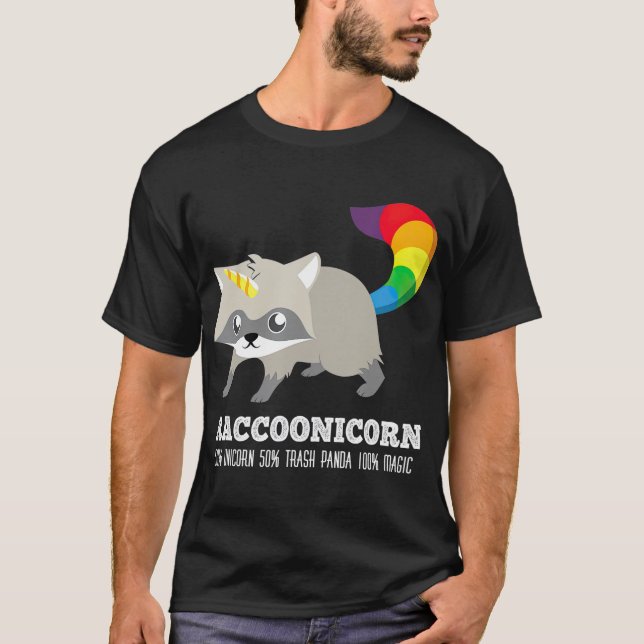 Camiseta Racoonicorn  Funny rash Panda Raccoon Unicorn (Frente)