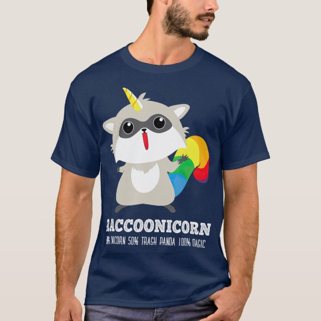 Camiseta Racoonicorn  Funny Trash Panda Raccoon Unicorn (Frente)