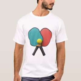 Camiseta Racquetes de Pickleball Minimalistas Bola Amarela