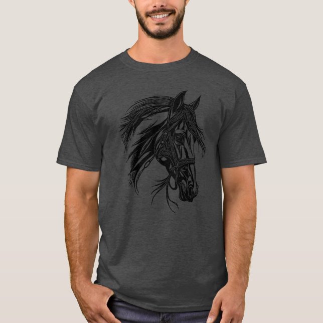 Camiseta Racy Horse with Mane Horse Dressage Gir Equestre (Frente)