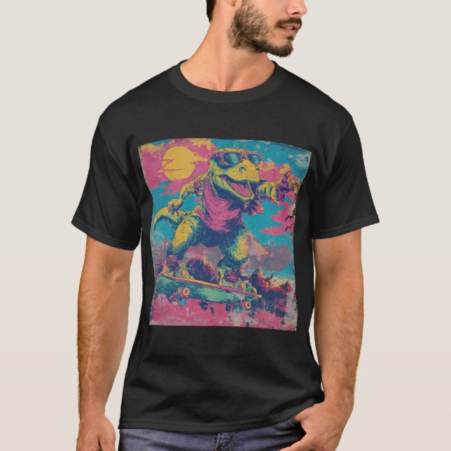 Camiseta Rad 80s Dino Skater with Shades (Frente)
