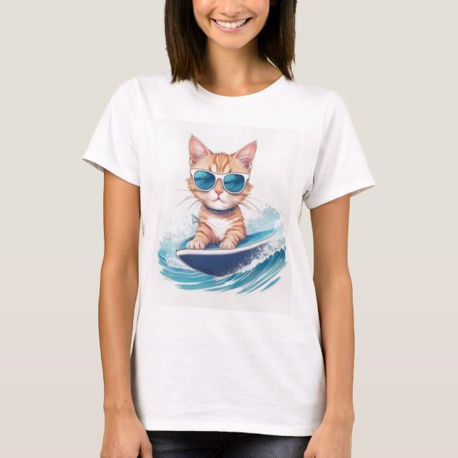 Camiseta Rad Cat Dirige as Ondas (Frente)
