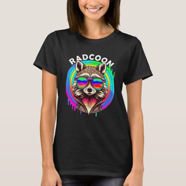 Camiseta Rad Racoon Radcoon Animal Sunglass 80 s Retro S (Frente)