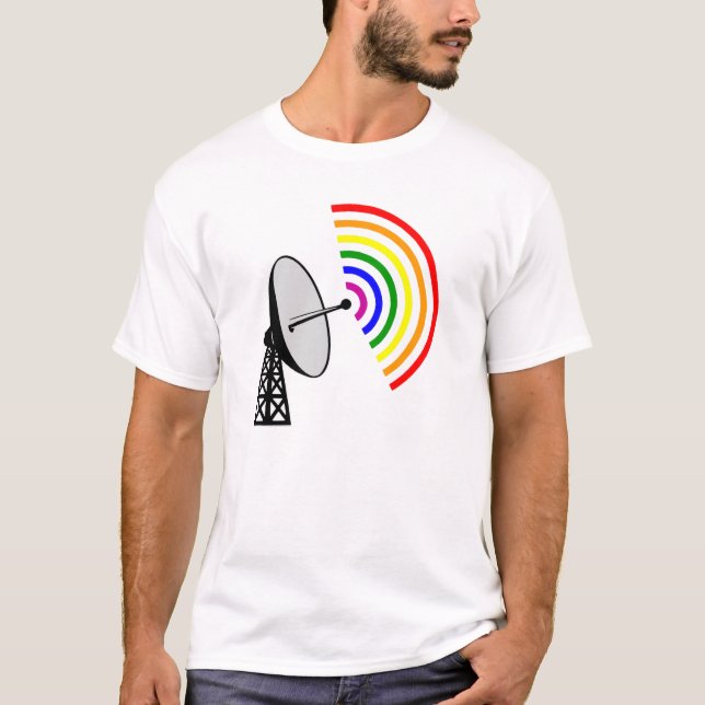 Camiseta Radar alegre do arco-íris LGBT de Gaydar (Frente)