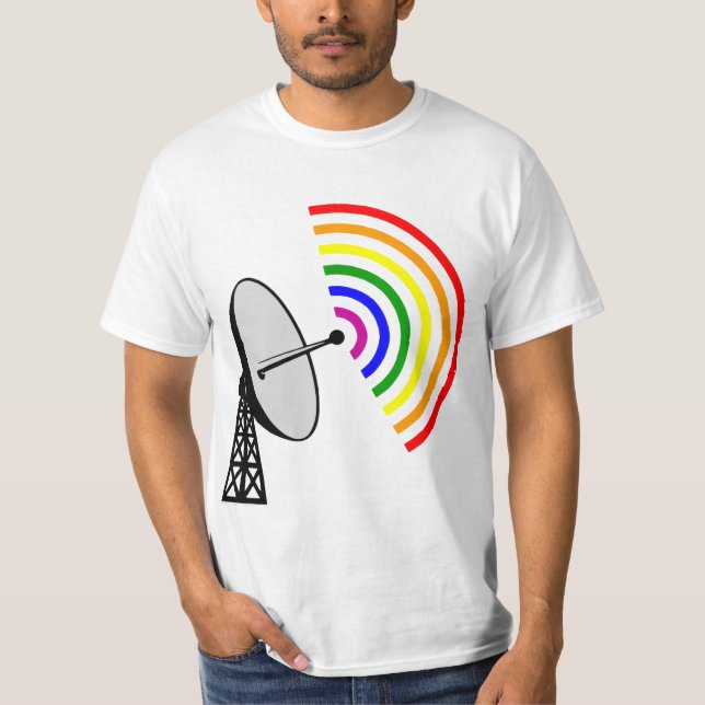 Camiseta Radar alegre do arco-íris LGBT de Gaydar (Frente)