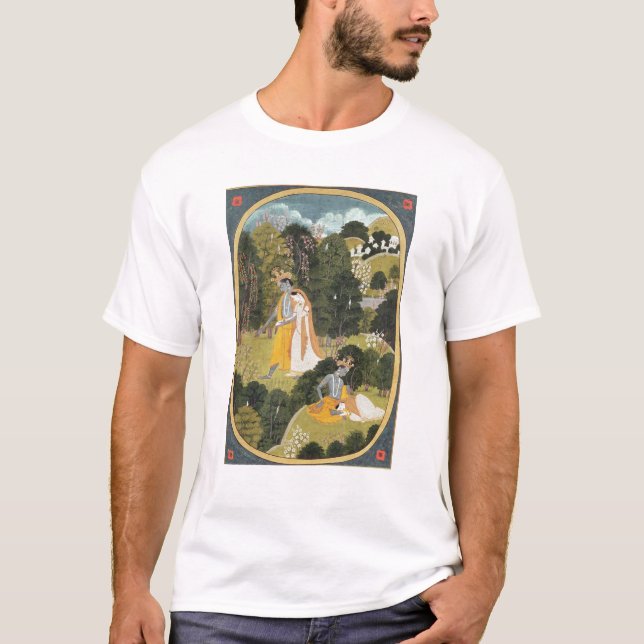 Camiseta Radha e Krishna que andam em um bosque (Frente)