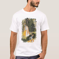 Radha e Krishna que andam em um bosque