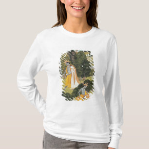 Camiseta Radha e Krishna que andam em um bosque