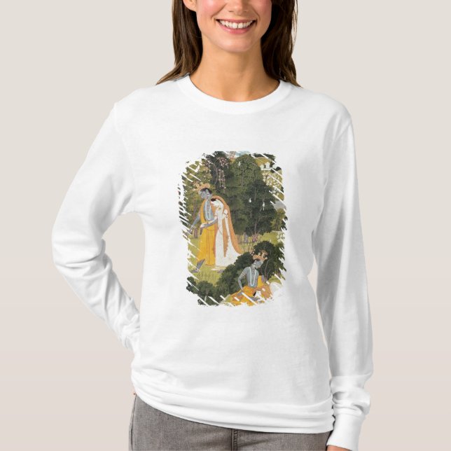 Camiseta Radha e Krishna que andam em um bosque (Frente)