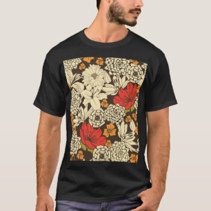 Camiseta Radiação da Flor Vermelha: Esplendor sem costura