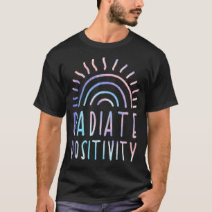 Camiseta Radiação Positiva Cota Motivacional Arco-Íris Para