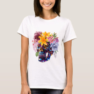 CAMISETA RADIÂNCIA DO CRÂNIO FLORAL