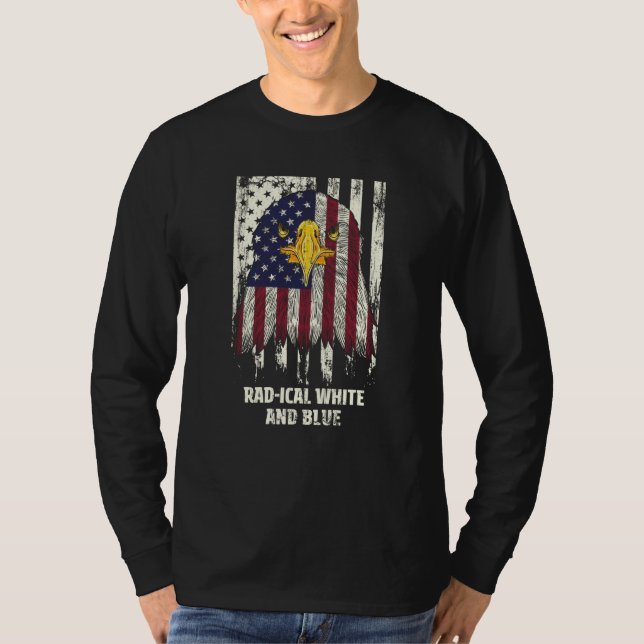 Camiseta Radical White and Blue 4th of July American Flag (Frente)