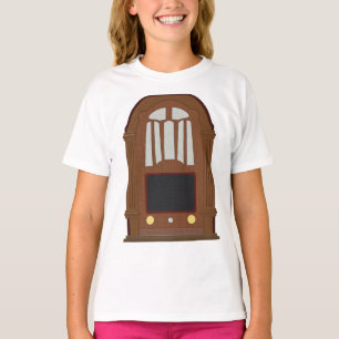Camiseta Rádio a Tubo Vintage Móvel Antigo em Madeira