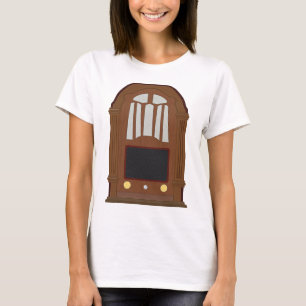 Camiseta Rádio a Tubo Vintage Móvel Antigo Estéreo de Madei