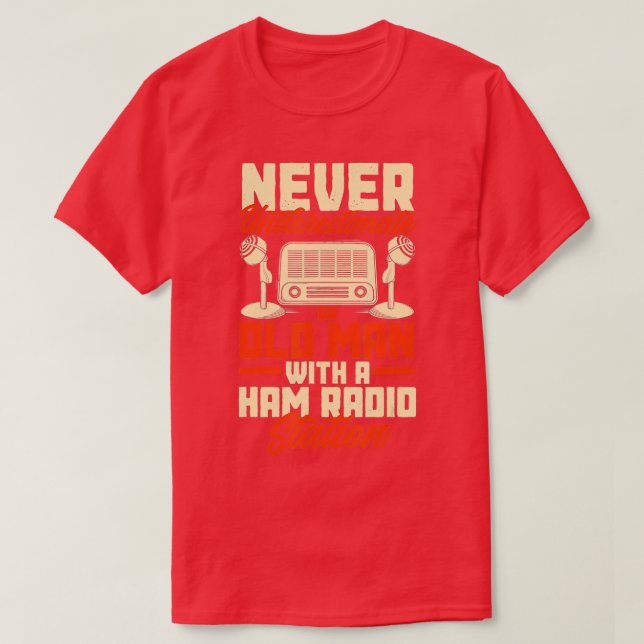 Camiseta Rádio Amateur HAM Rádio Velho Engraçado (Frente do Design)