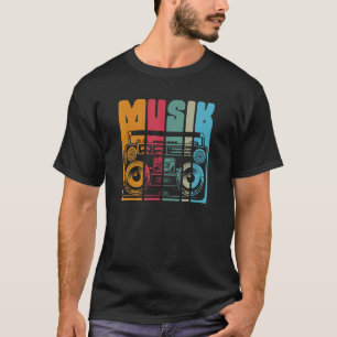 Camiseta Rádio antigo e sistema estéreo móvel