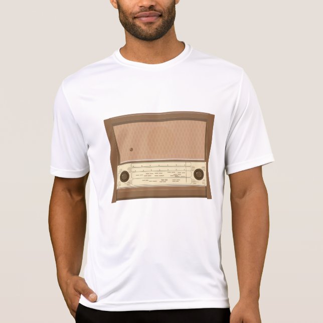 Camiseta Rádio de madeira retrô dos anos 40 (Frente)