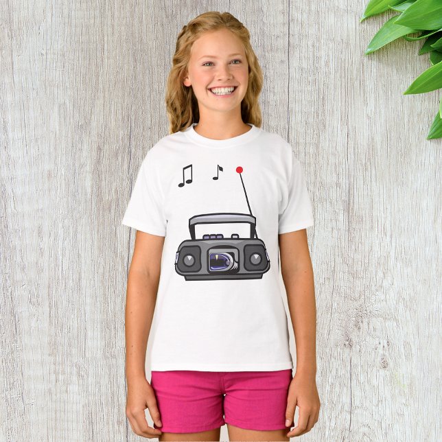 Camiseta Rádio Jogando Música Meninas T-Shirt (Criador carregado)
