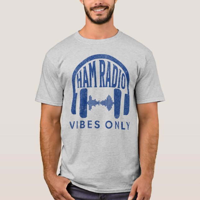 Camiseta Rádio Retro Blue Ham Viba Apenas Rádio Amador (Frente)