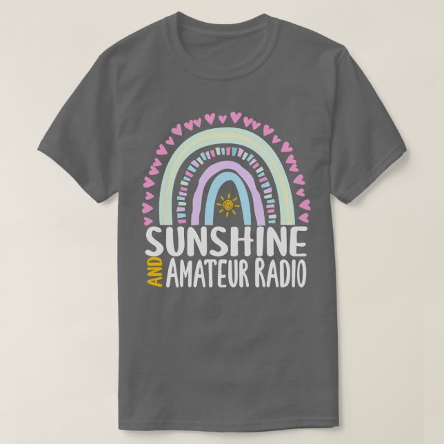 Camiseta Rádio Sunshine e Amateur Arco-íris Cute para Mulhe (Frente do Design)