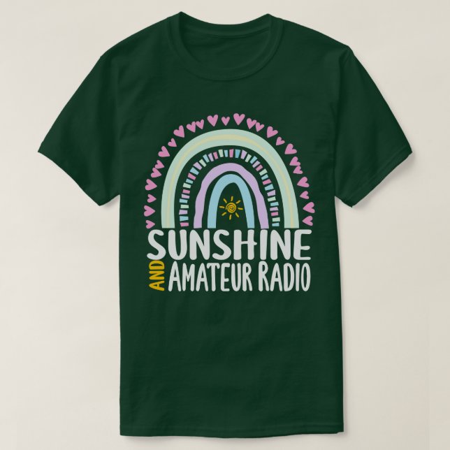 Camiseta Rádio Sunshine e Amateur Gift Rainbow Cute para W (Frente do Design)