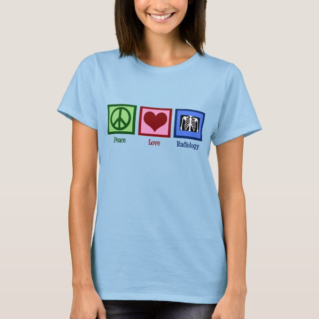 Camiseta Radiologia feminina com amor pela paz (Frente)