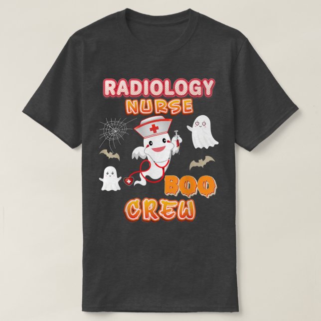 Camiseta Radiology Nurse Boo Crew Halloween Ghost Witch Pum (Frente do Design)
