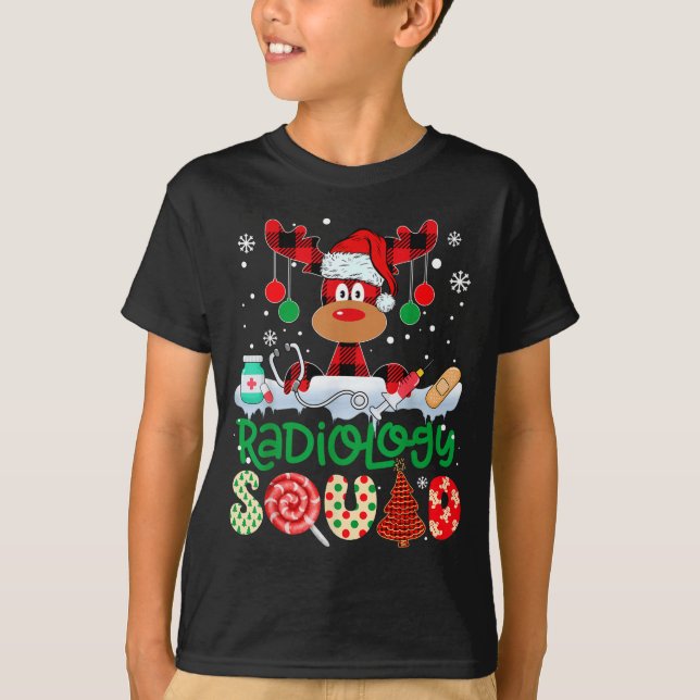 Camiseta Radiology Squad Nurse Reindeer Buffalo Red Plaid C (Frente)