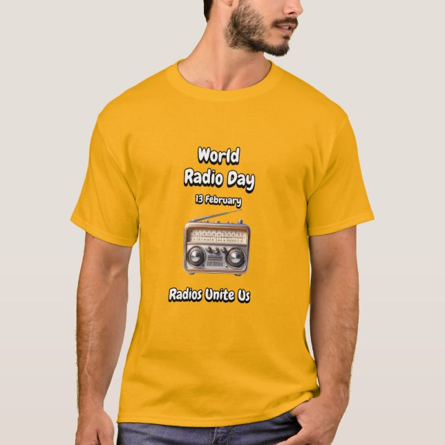 Camiseta Rádios Nos Unem. Dia Mundial da Rádio (WRD). (Frente)
